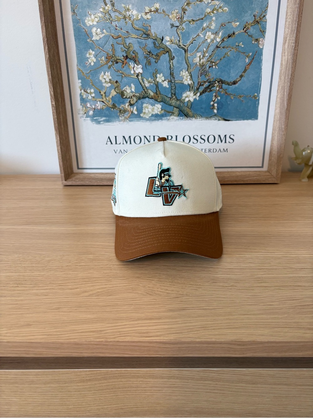 New Era Kids Two-Tone Baseball Cap in Cream and Brown with LV Logo